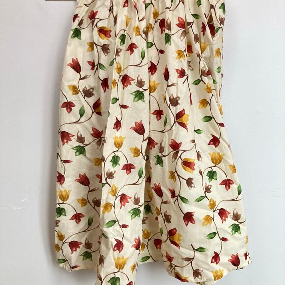 Unbranded Womens L White Autumn Floral Pocket Midi Dress Twee Romantic Feminine - Picture 7 of 8